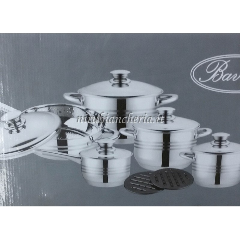 Batteria di pentole Bavaria in acciaio inox 12 pezzi cucina