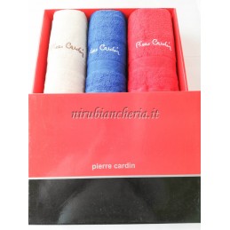 ricamo lilla L951 ospite Pierre Cardin con frange Set asciugamani viso 