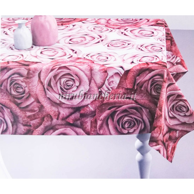 Oudrspo Tovaglia rosa con fiori e rose 54 x 72 pollici Tovaglia