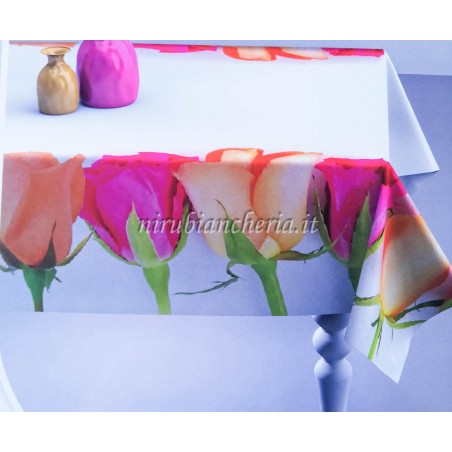 Tovaglia da tavola o copritavola con tulipani stampa digitale 3D per 12 persone 140x240 cm. A547